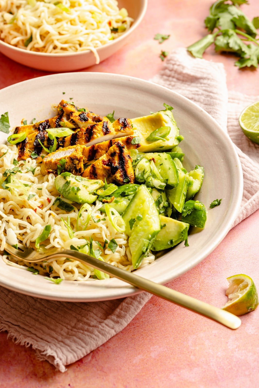 Zucchini Noodle Bowls with Turmeric Chicken & Cucumber