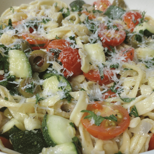 Lemon-Herb Zucchini Pasta with Cherry Tomatoes