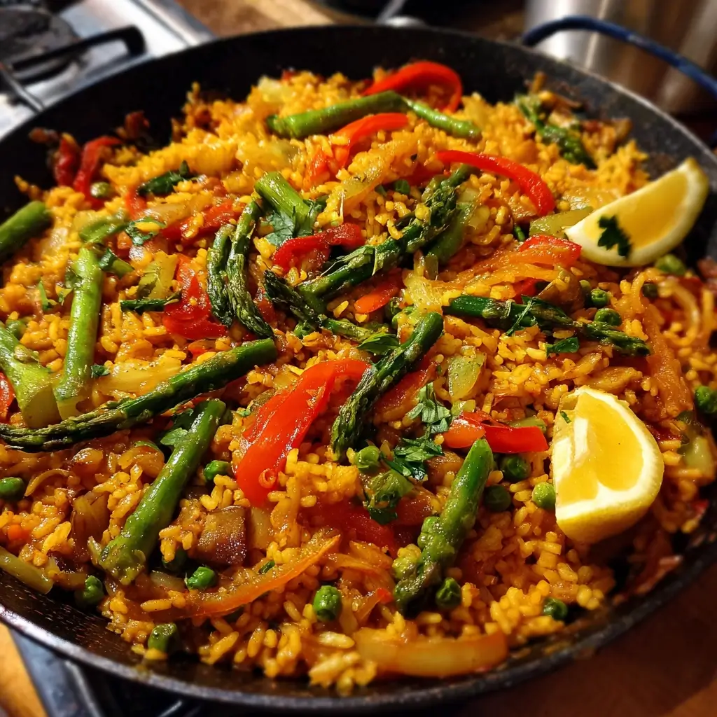 Saffron-Simmered Vegetable Paella with Smoked Paprika