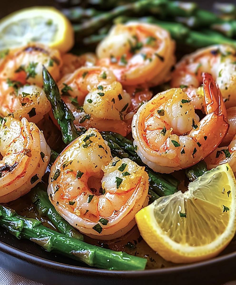 Mediterranean Lemon Garlic Shrimp with Asparagus