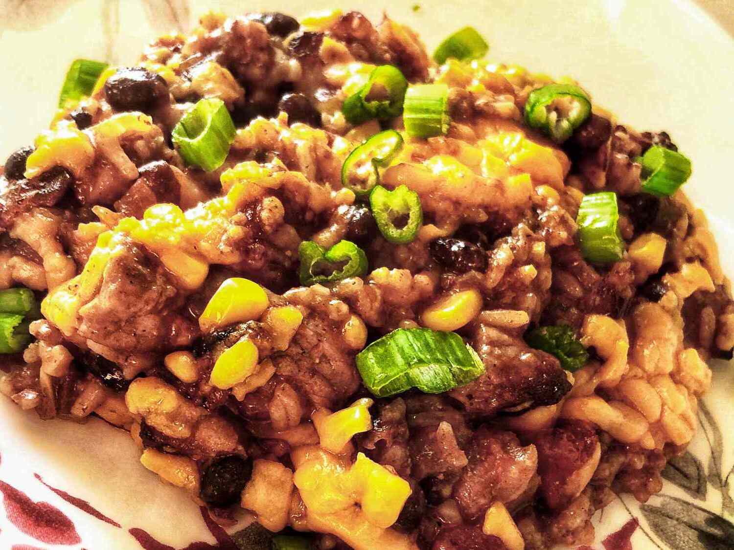 Coconut-Kissed Black Bean Rice & Peas with Scallion Oil