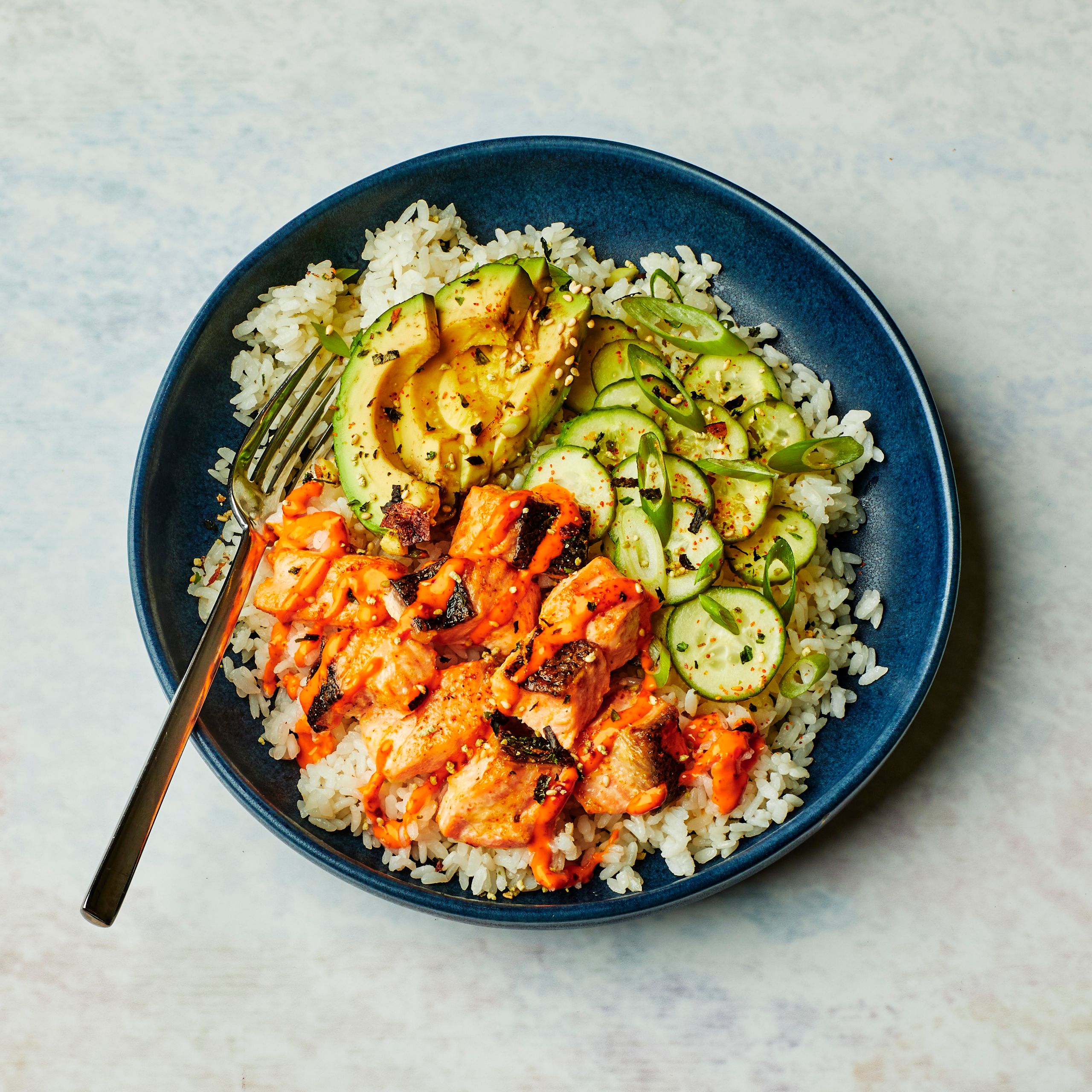 Avocado-Cucumber Salmon Bowl