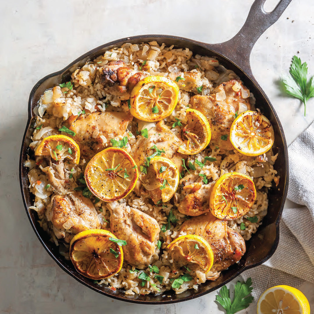 Herb-Crusted Chicken with Lemon Rice