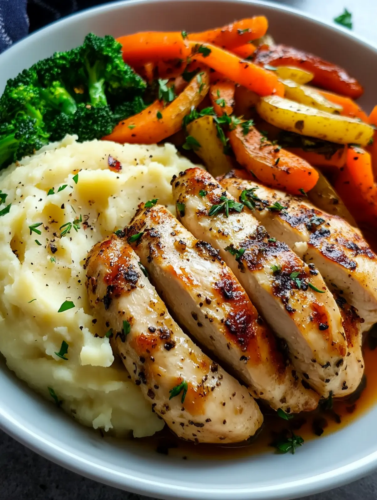 Herb-Infused Baked Chicken Tenders with Mashed Sweet Potatoes