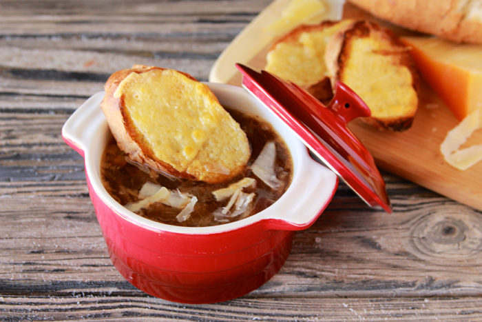 Slow-Caramelized French Onion Soup with Crispy Baguette