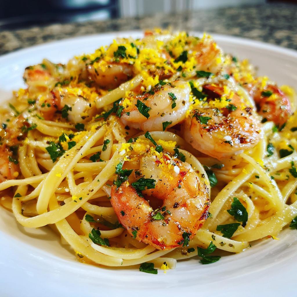Herb-Infused Lemon Butter Pasta with Shrimp