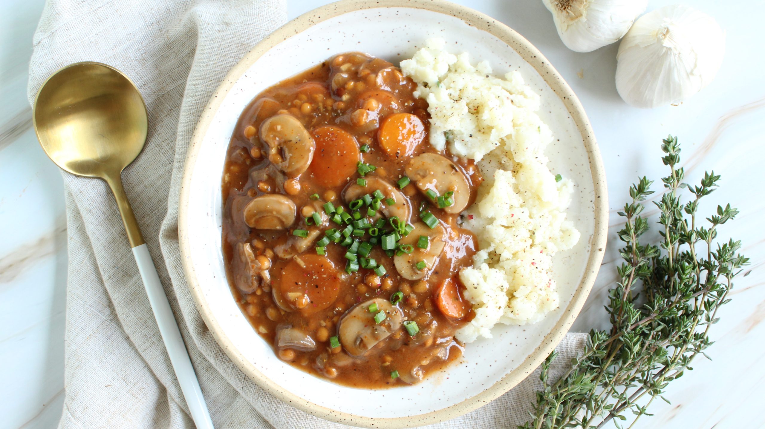 Herb-Infused Mushroom & Lentil Stew
