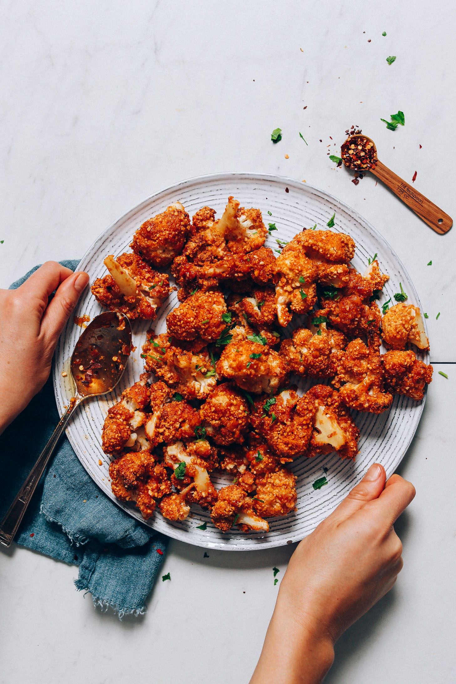 Cauliflower 'Wings' with Spicy Cashew Dipping Sauce