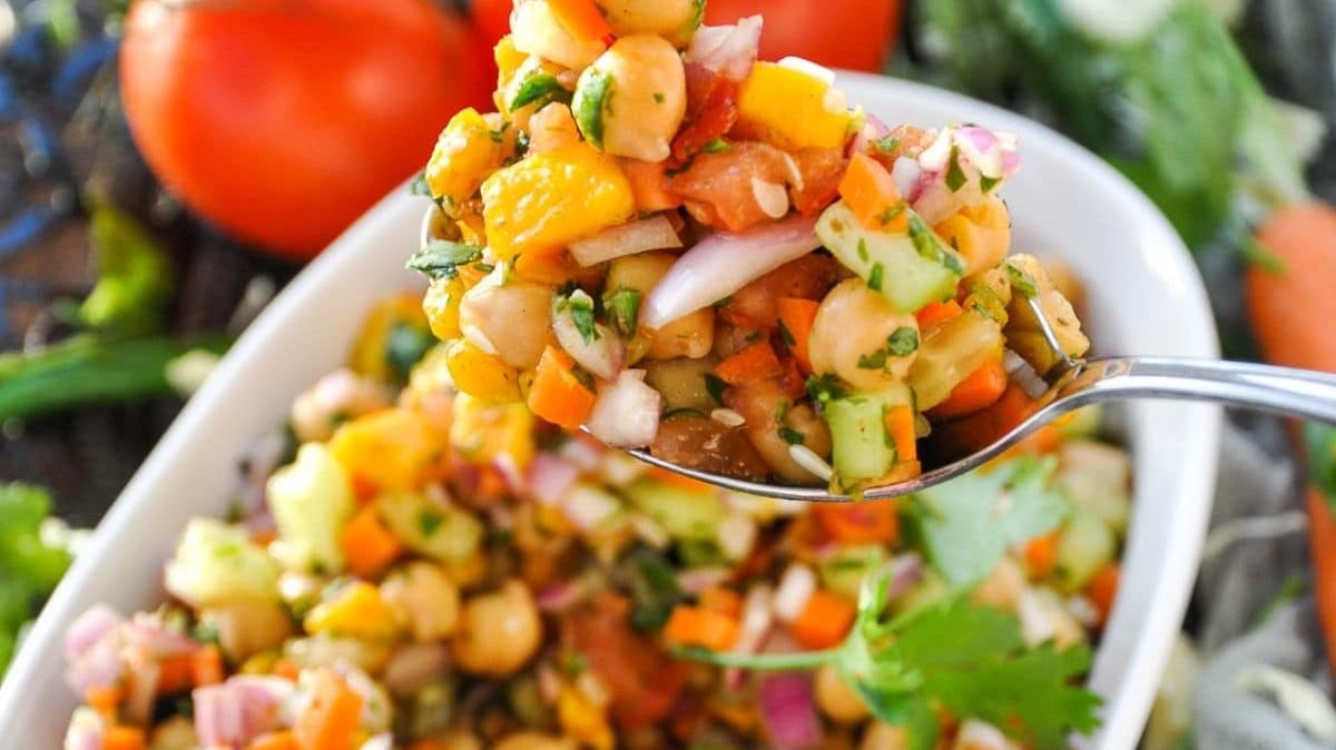 Mango & Chickpea Tamarind Salad with Crispy Shallots