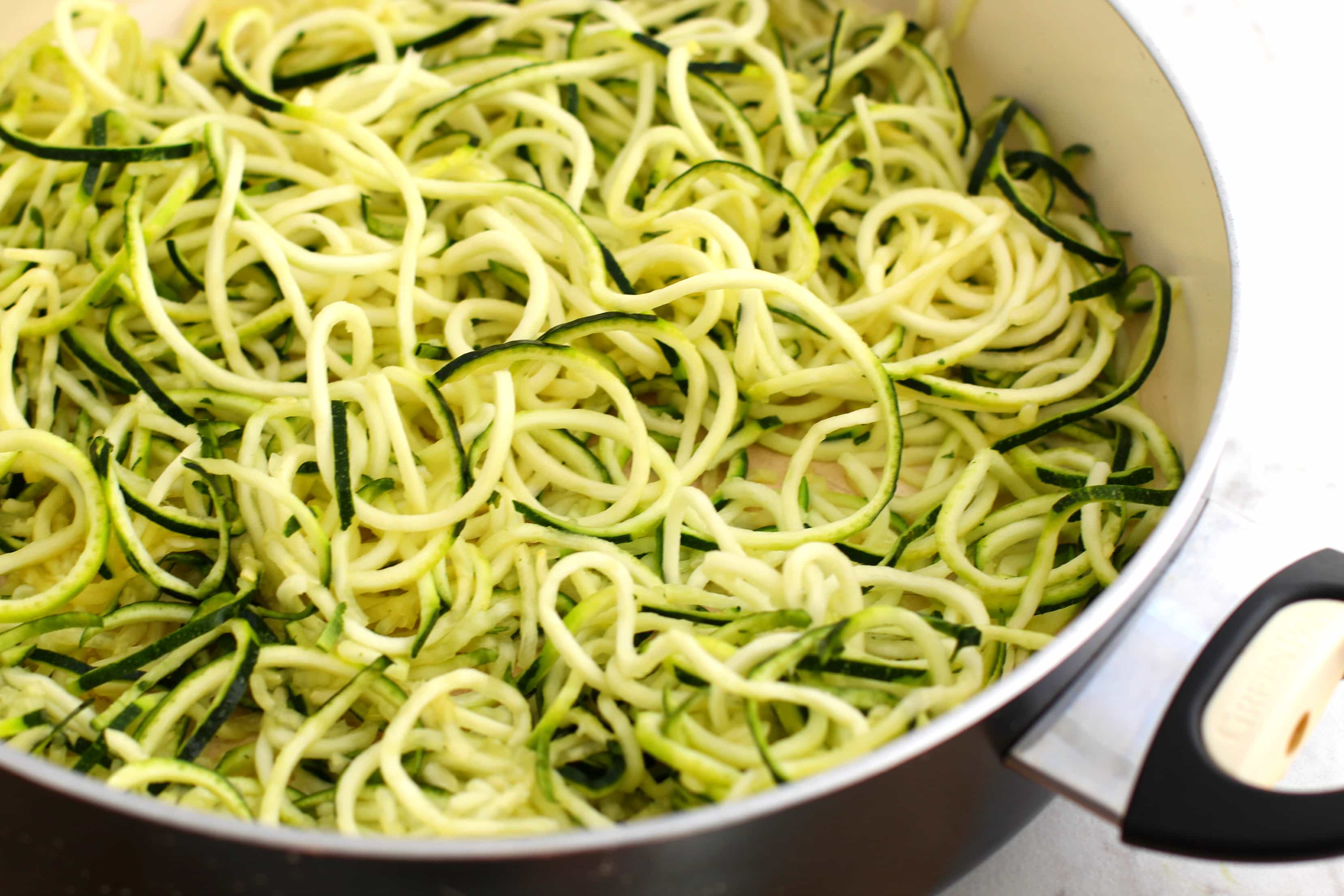 Emerald City Zucchini Noodles with Turmeric and Edible Flowers