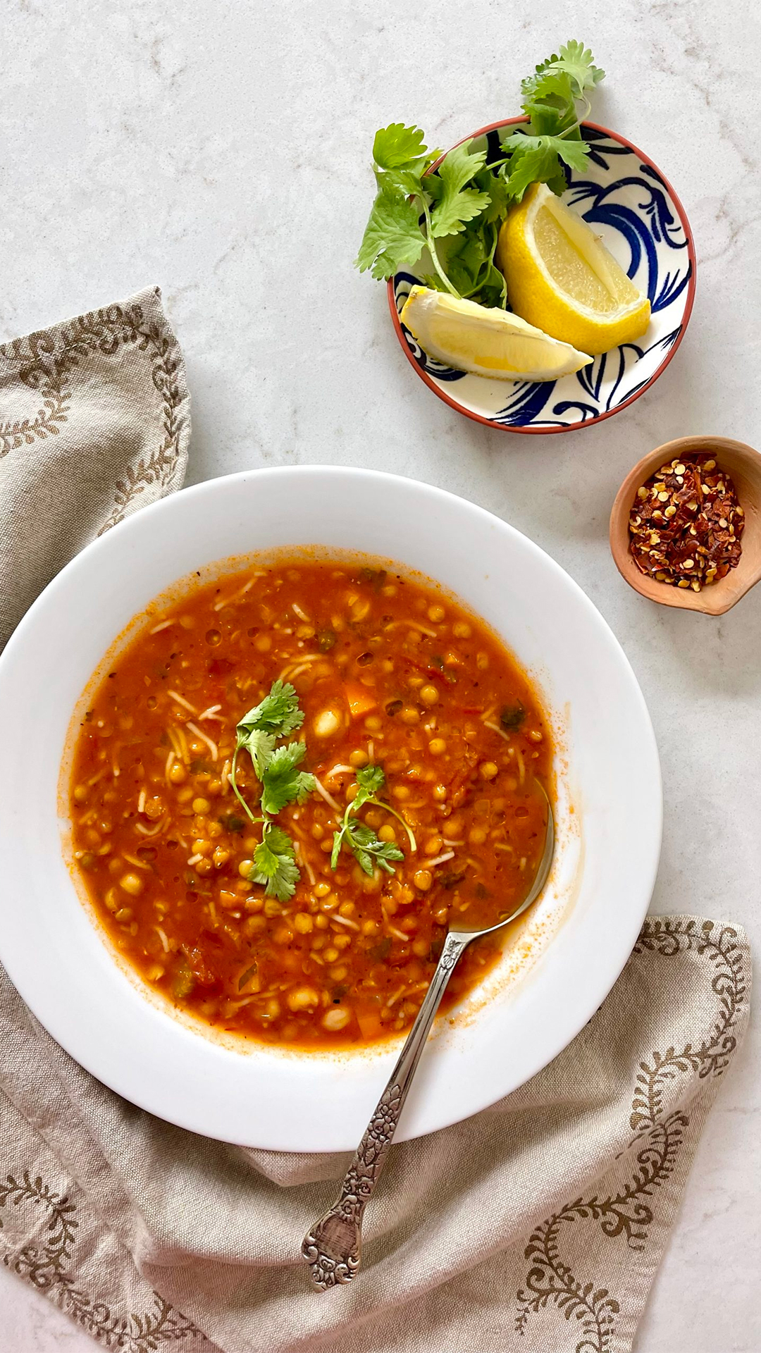 Harira Soup with Chickpeas and Lemon Zest