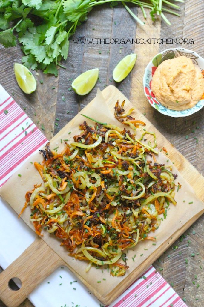 Spiralized Veggie Wheels with Chili Lime Drizzle