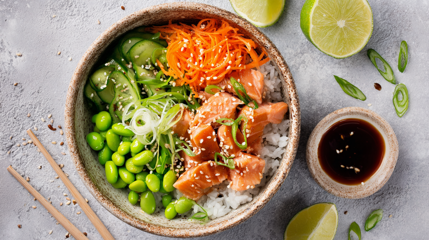 Honjozo-Sake-Marinated Salmon Rice Bowls