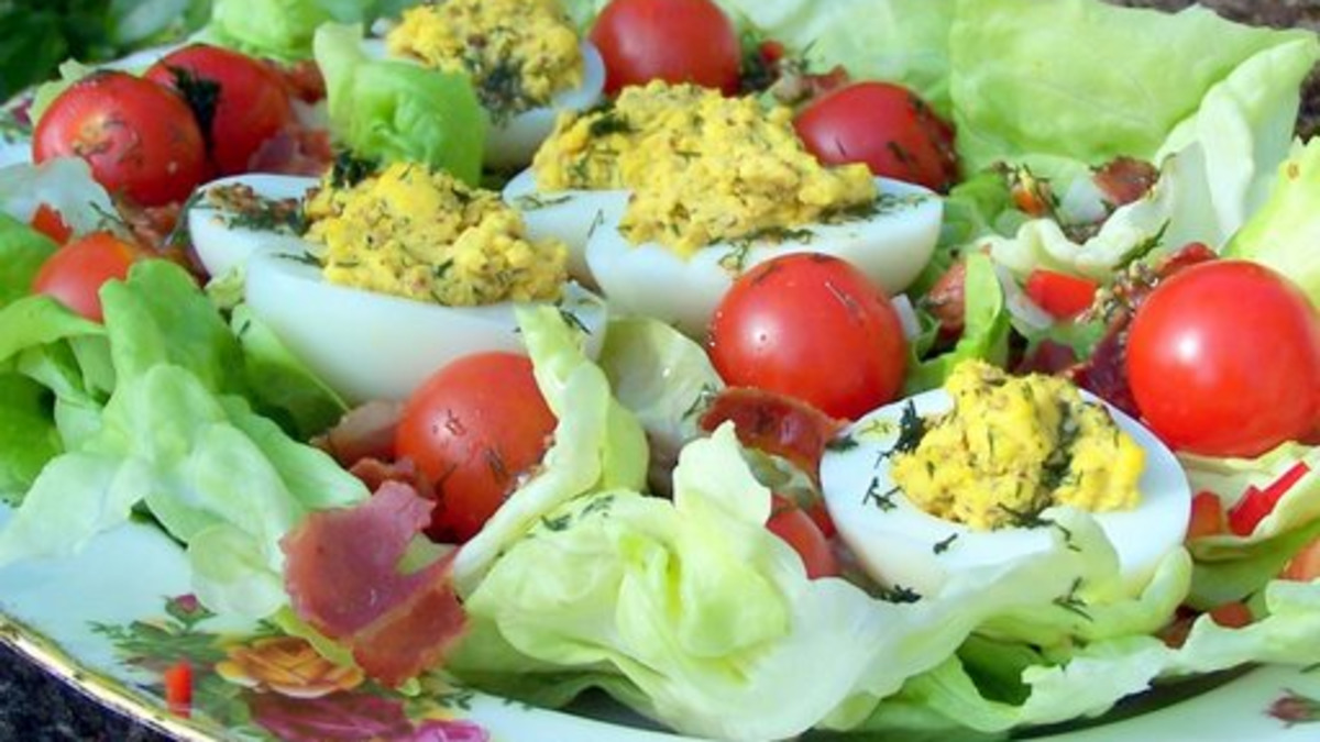 Dinosaur Egg Salad Deviled Eggs