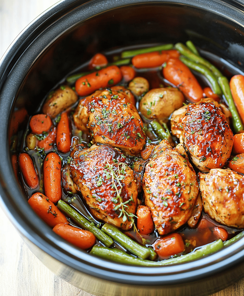 Herb-Crusted Slow Cooker Chicken with Maple-Glazed Root Veggies