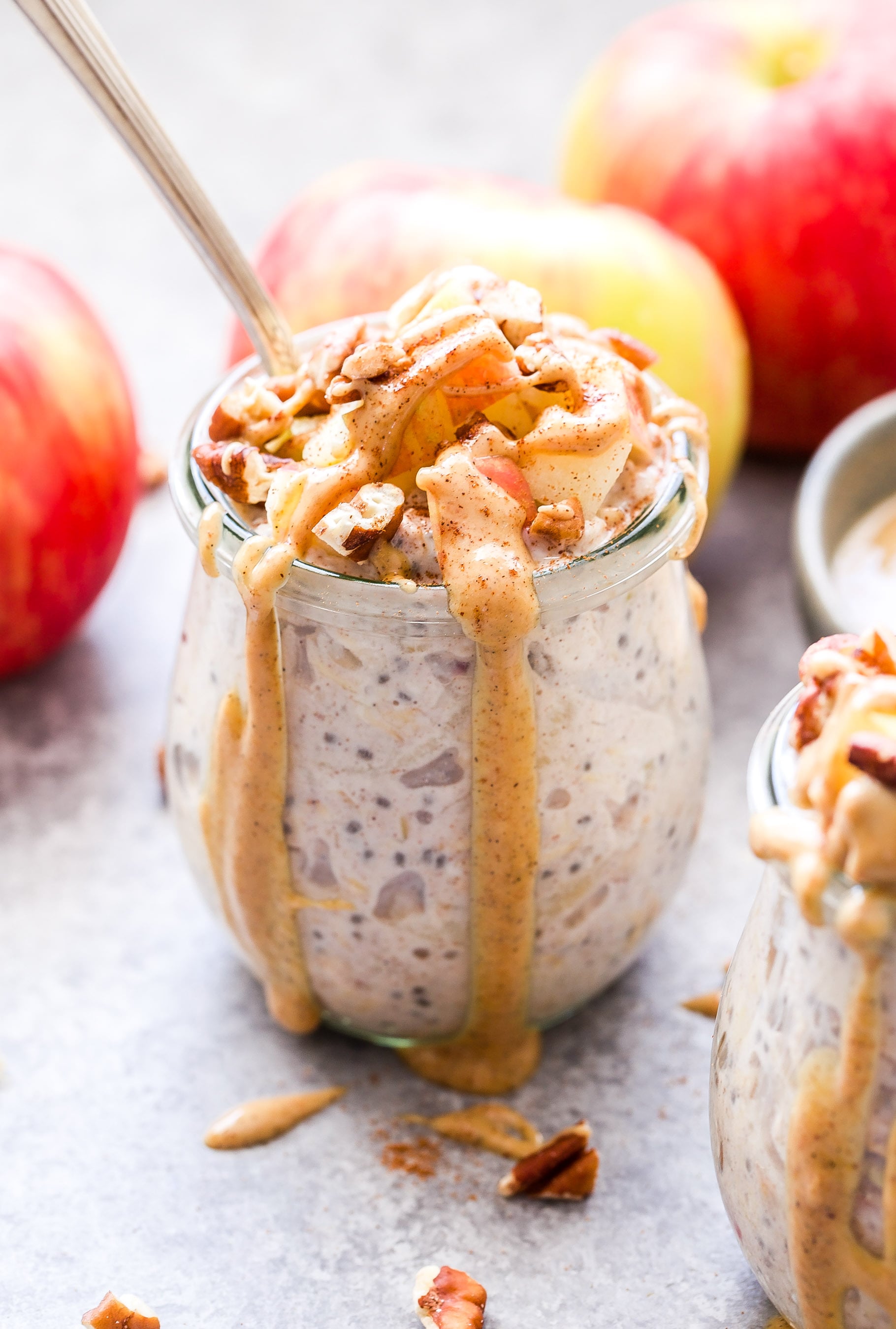 Honey-Almond Overnight Oats with Cinnamon Apple Compote