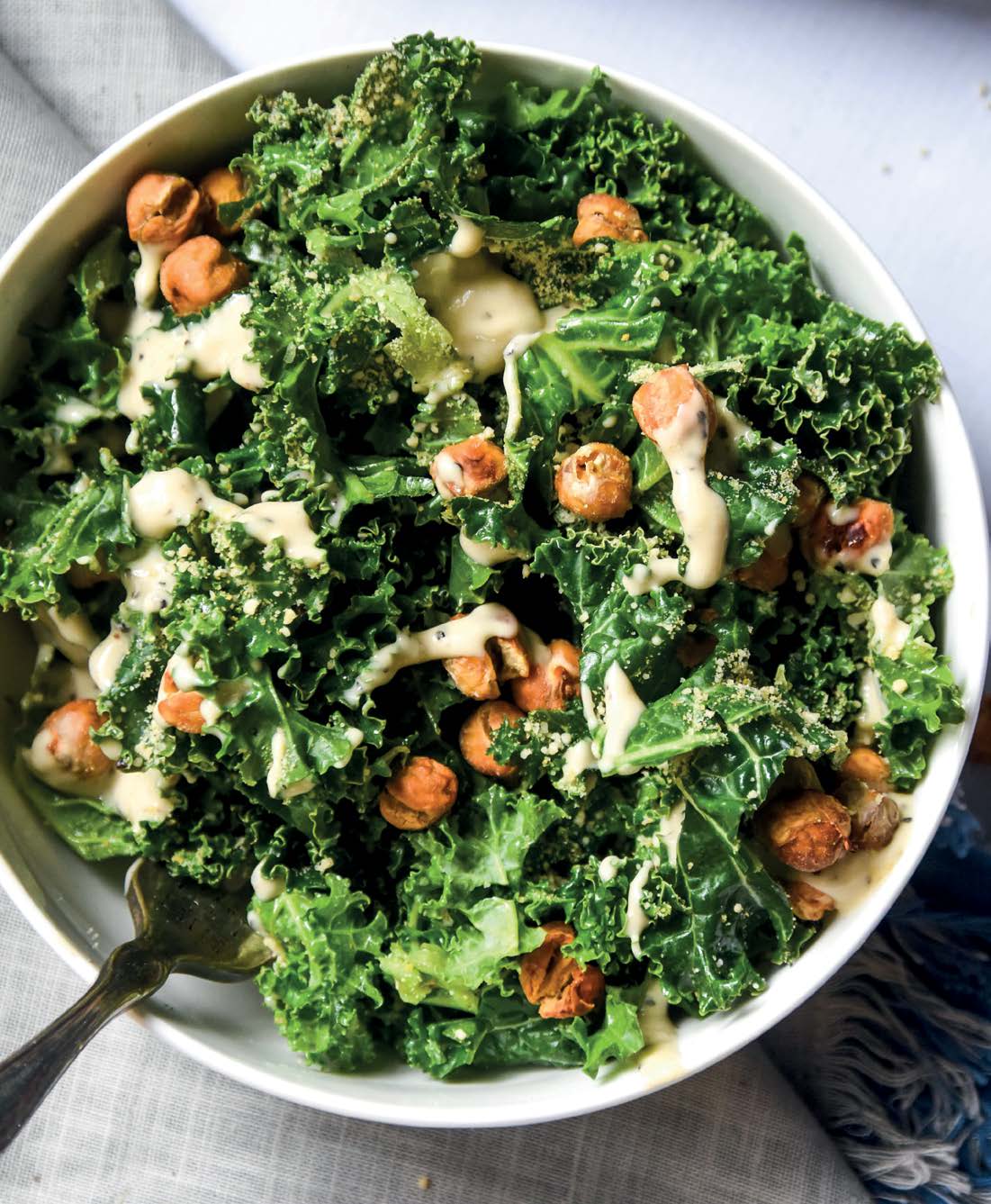Lemon-Tahini Kale Caesar Salad