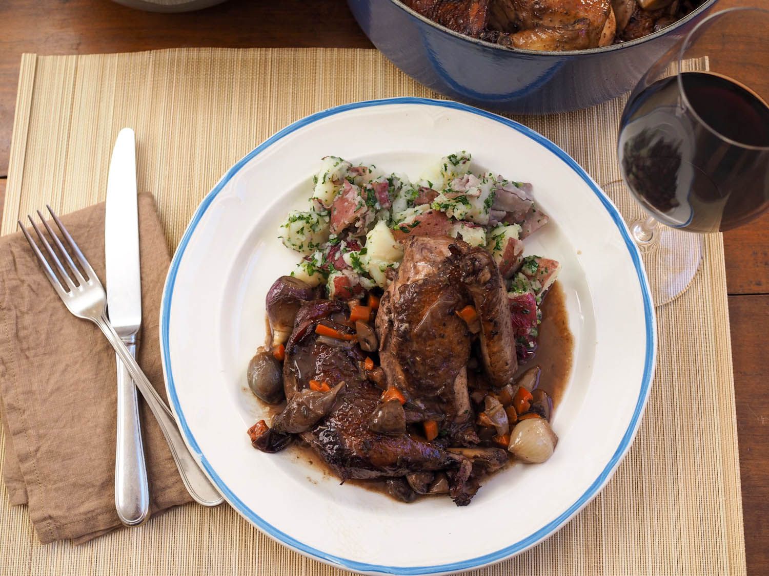 Authentic Coq au Vin with Red Wine-Braised Chicken
