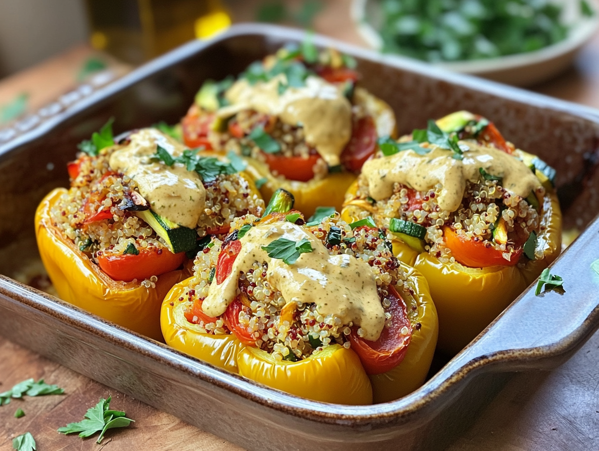 Herbed Lamb and Quinoa Stuffed Peppers