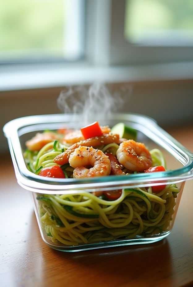 Zucchini Noodle Stir-Fry with Shrimp and Garlic