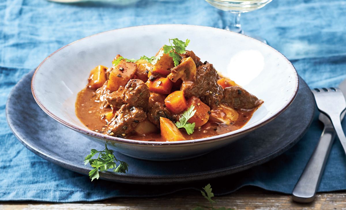 Slow Cooker Herb-Roasted Beef and Root Veggie Stew