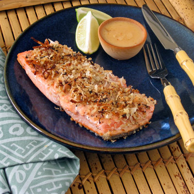 Coconut-Crusted Salmon with Lemon-Dill Sauce