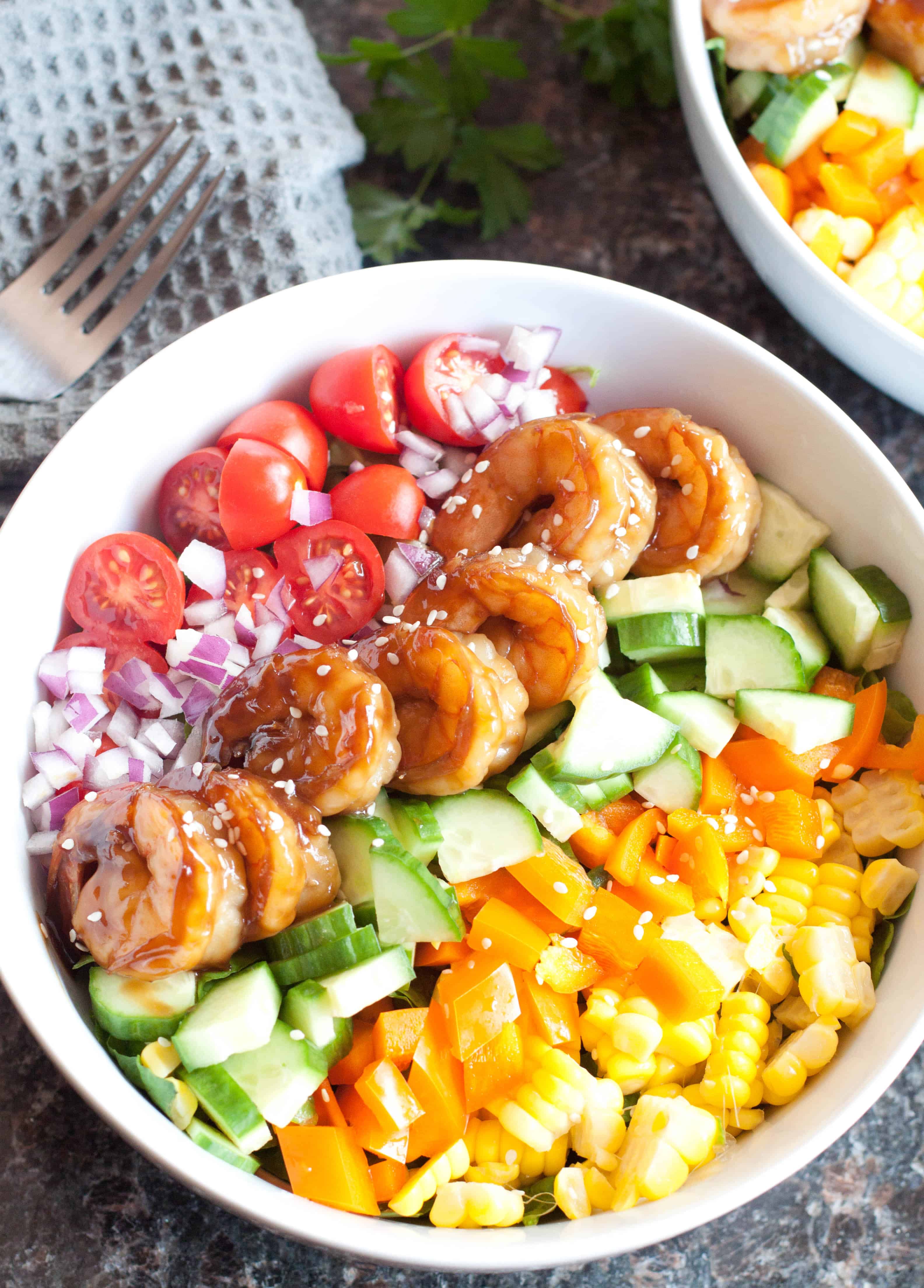 Miso-Glazed Shrimp & Edamame Salad with Sesame Vinaigrette