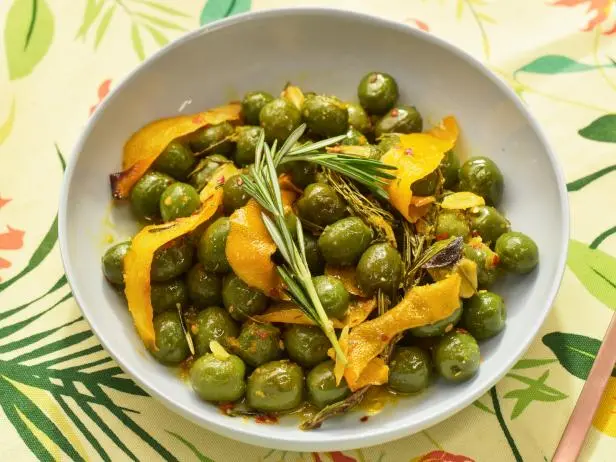 Aperol-Infused Rosemary Olives with Orange Zest