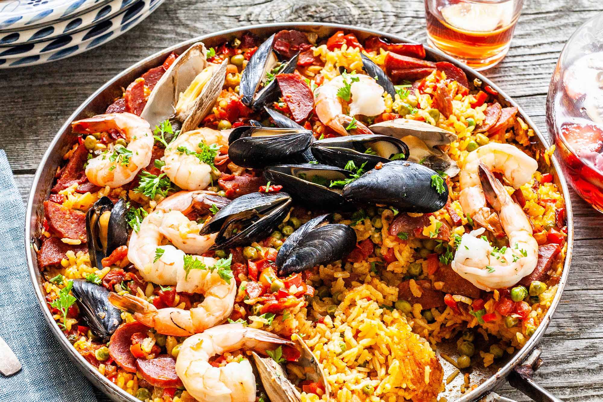 Mediterranean-Style Saffron Paella with Seafood Medley