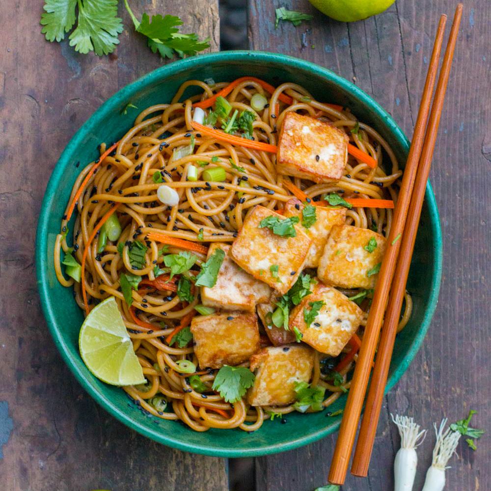 Chen's Sesame Ginger Noodles with Crispy Tofu
