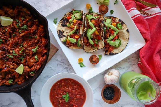 Hidden Veggie Beef Tacos with Avocado Crema