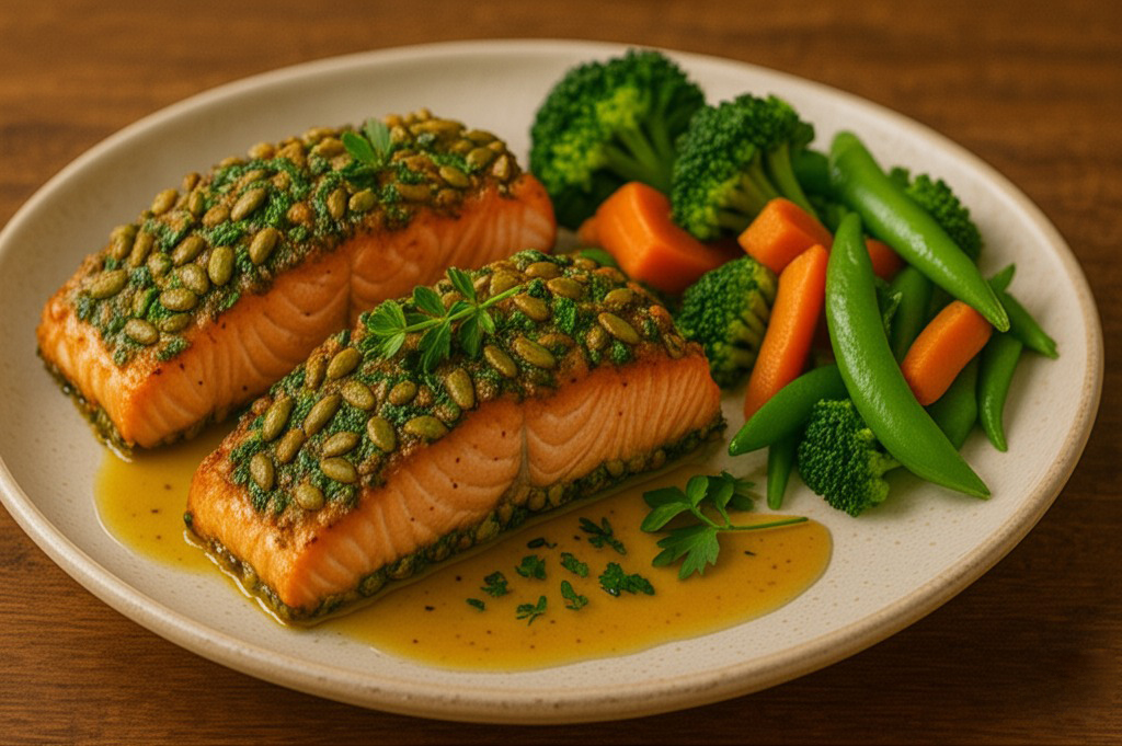 Zinc & Omega-3 Salmon with Pumpkin Seeds