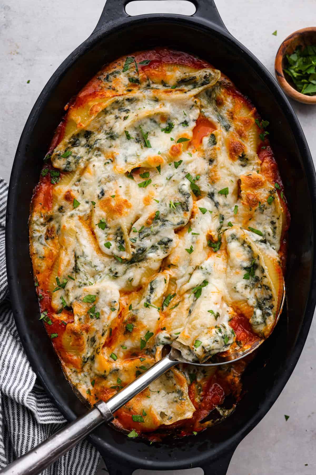 Three-Cheese Stuffed Shells with Spinach