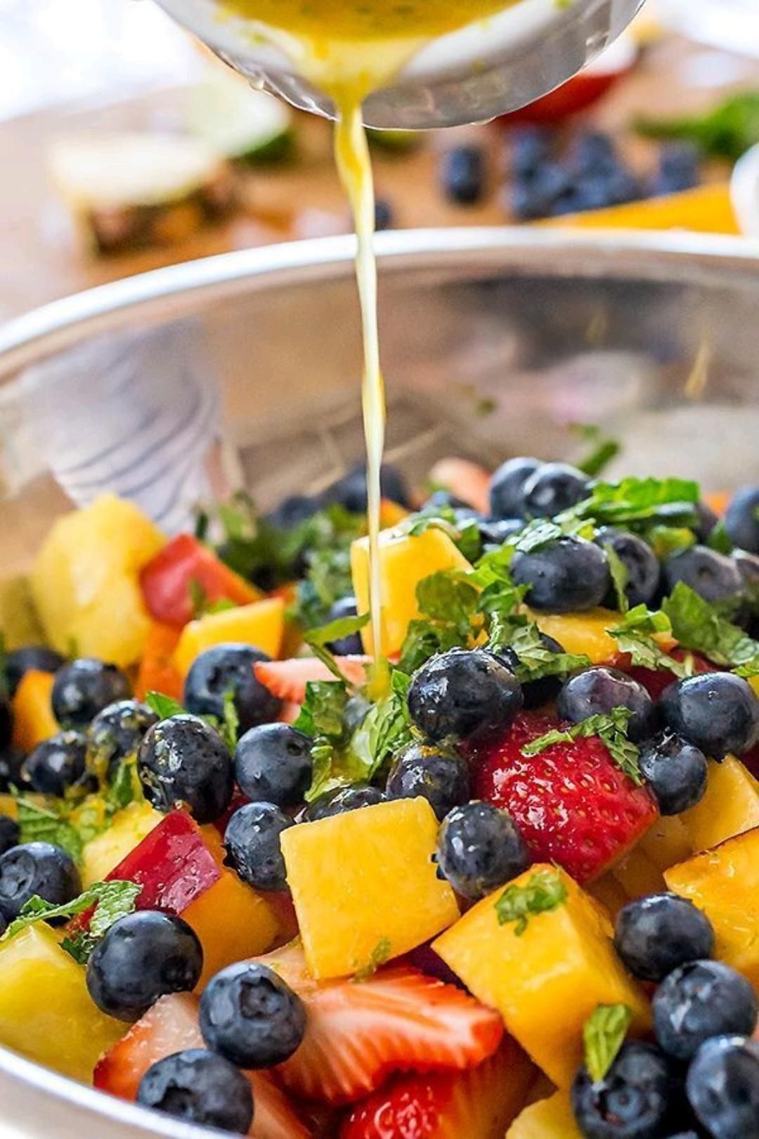 Iridescent Fruit Salad with Citrus Dressing