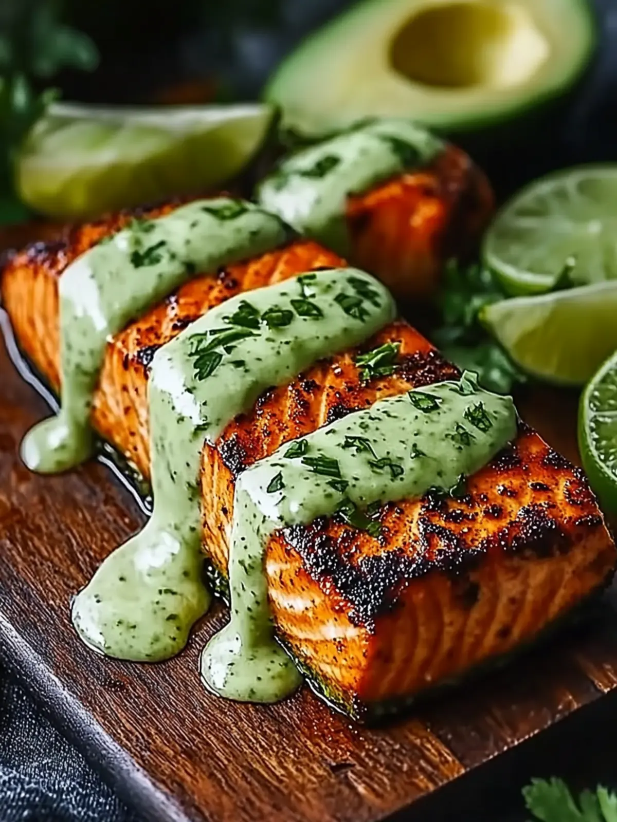 Zinc-Rich Salmon with Avocado Lime Dressing