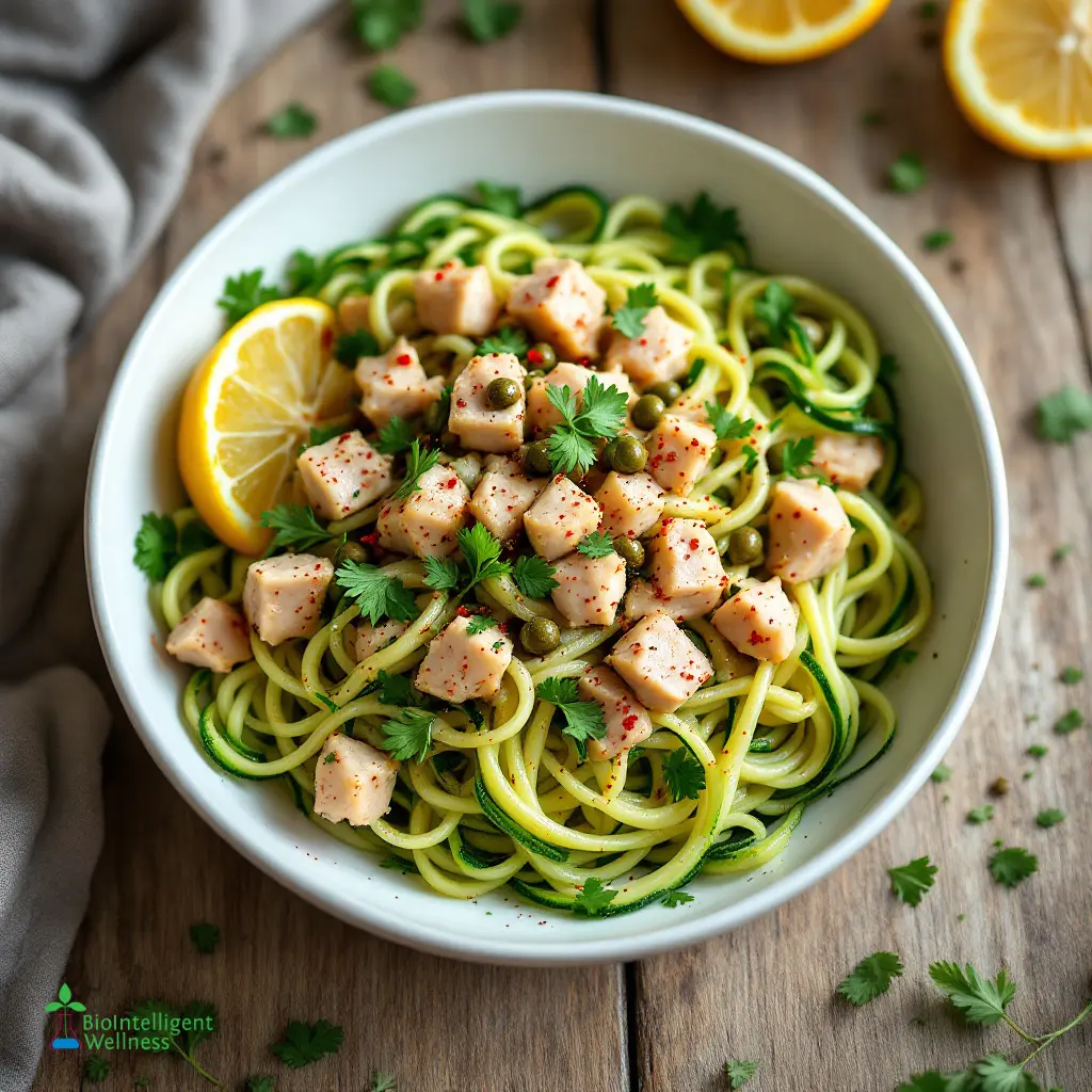 Zucchini Noodles with Herb-Crusted Tuna