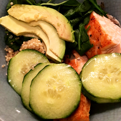 Hydrating Coconut Spinach & Salmon Bowl