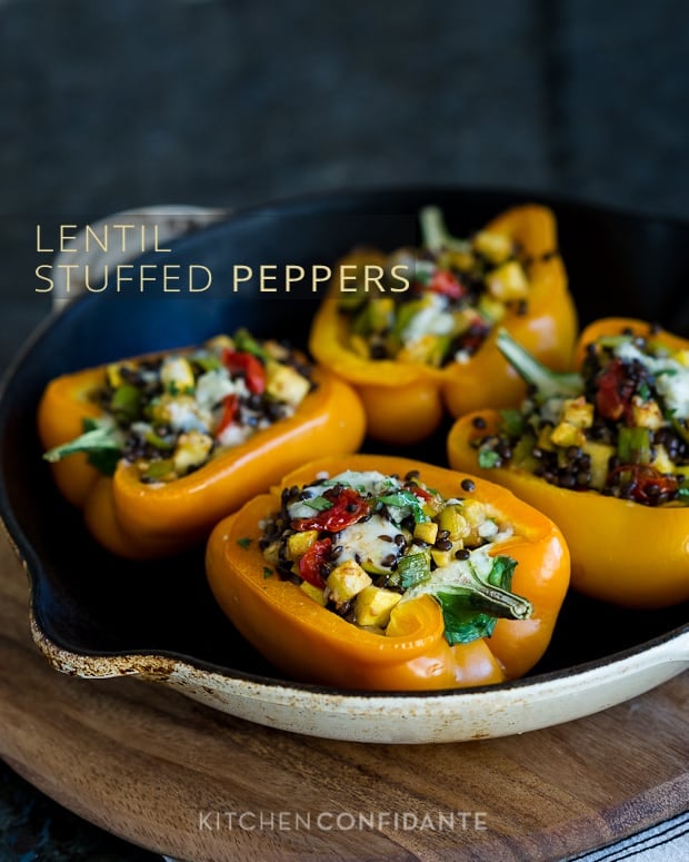 Smoky Paprika Lentil & Sweet Potato Stuffed Peppers