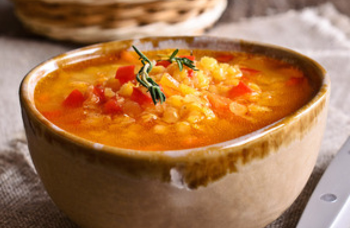 Hearty Red Lentil and Kale Soup with Lemon