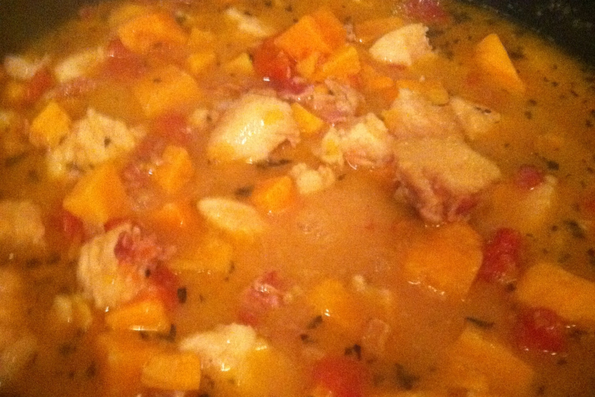 Spiced Buffalo Chicken & Sweet Potato Stew