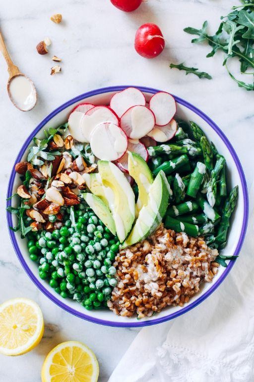 Market Fresh Vegetable and Farro Bowl with Lemon-Tahini Dressing