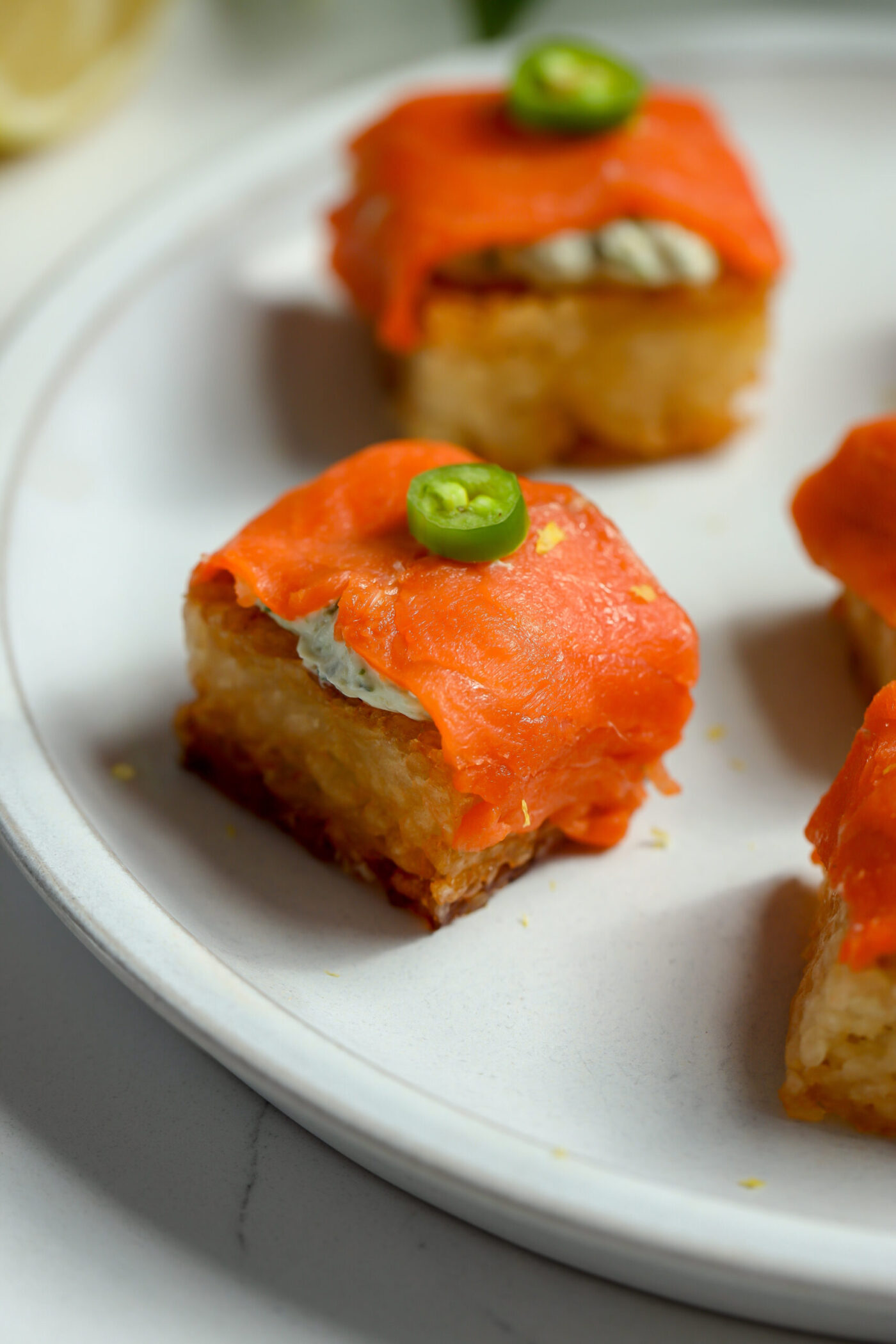 Miso-Glazed Salmon with Crispy Rice & Quick-Pickled Veggies