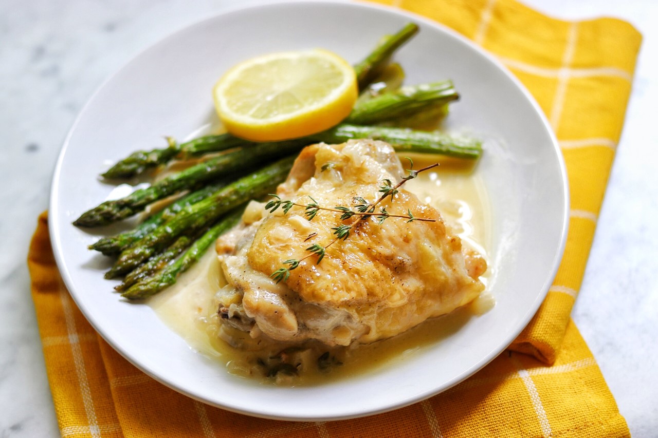 Keto Herb-Crusted Chicken Thighs with Garlic Cream Sauce