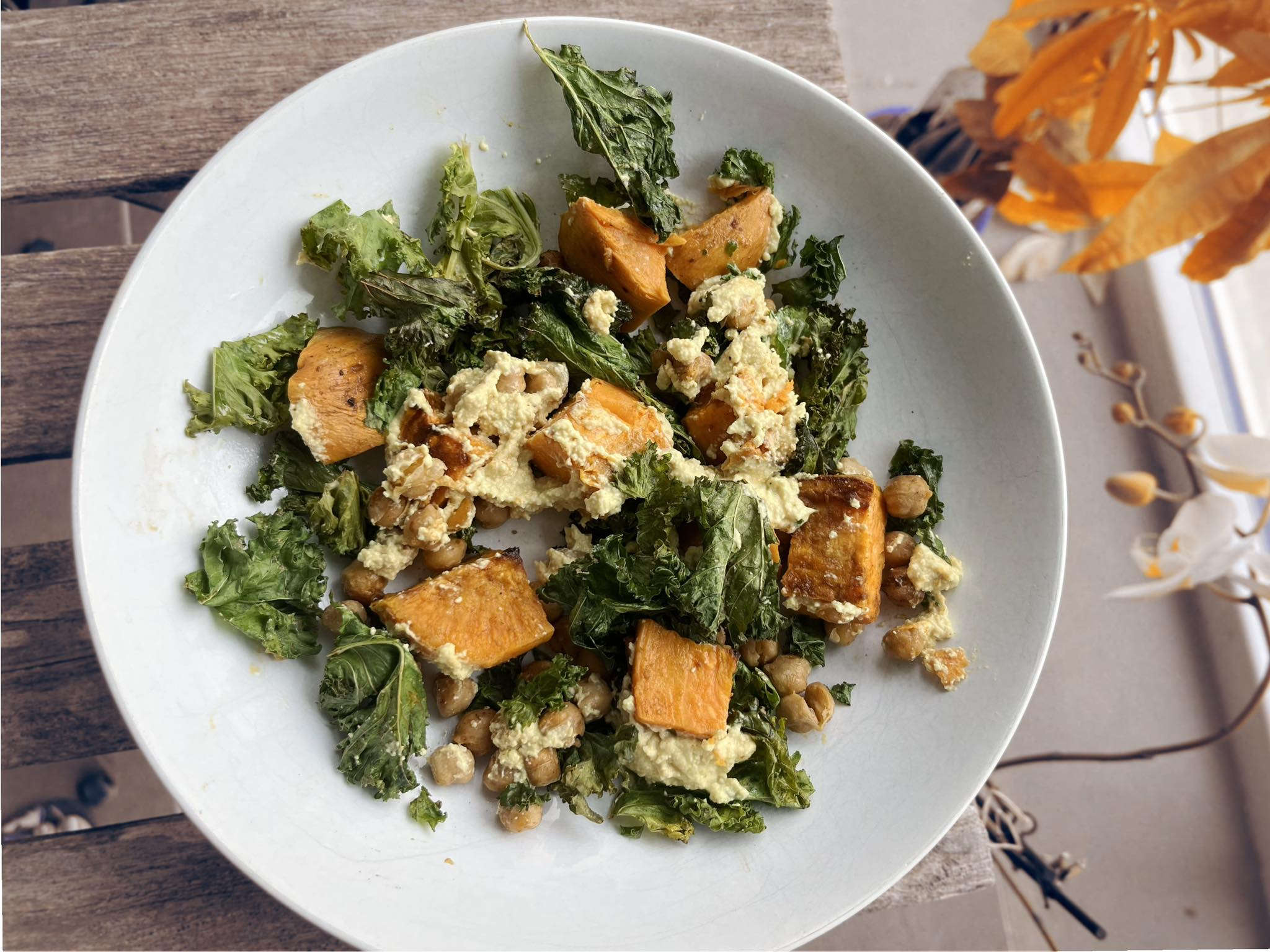 Herb-Roasted Sweet Potato & Kale Salad
