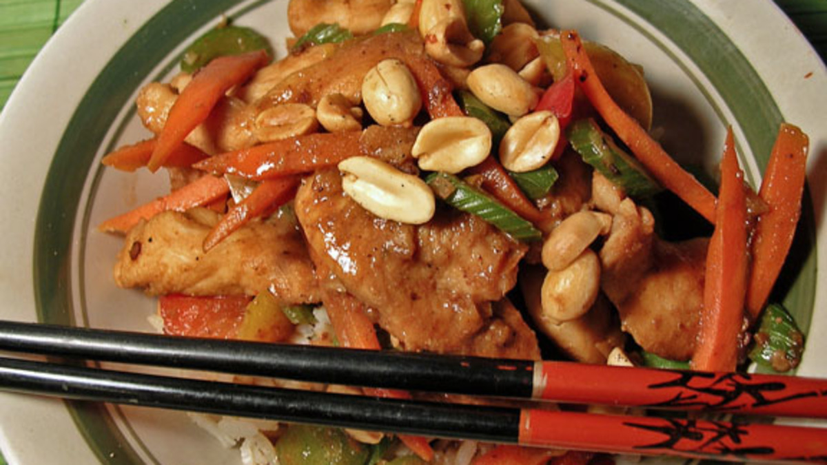 Spicy Szechuan Chicken with Crispy Peanuts