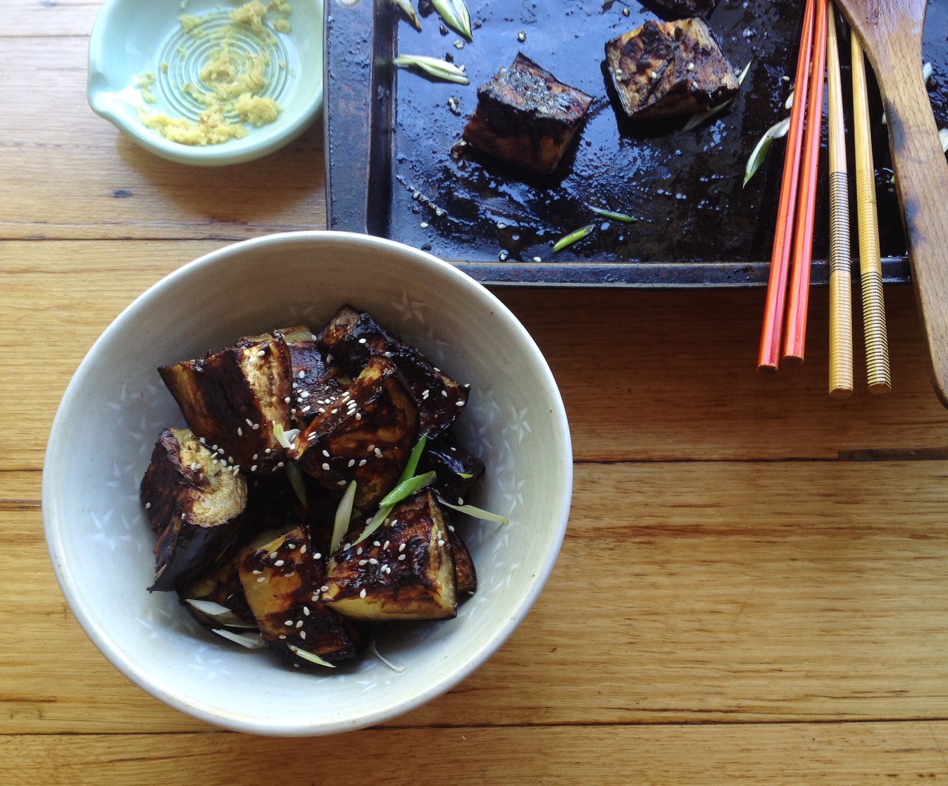 Miso-Cured Eggplant with Sesame-Ginger Vinaigrette