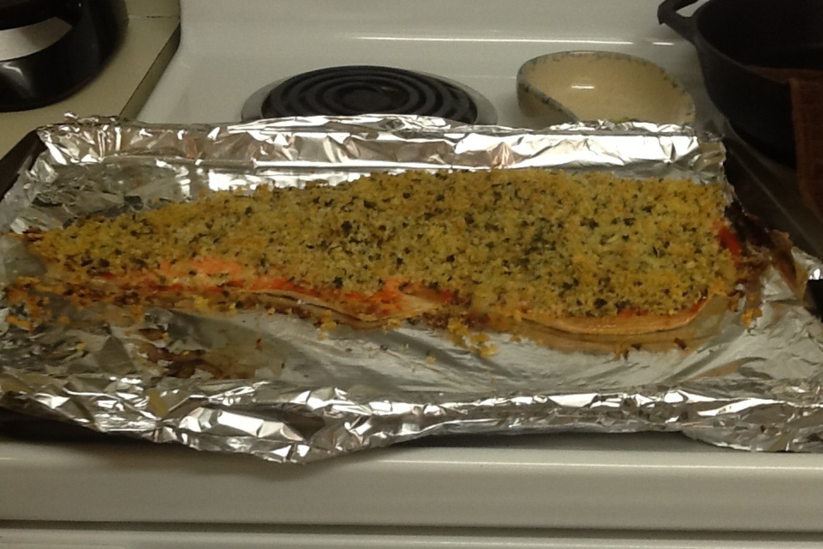 Beet & Herb Baked Salmon with Garlic-Scented Broccoli