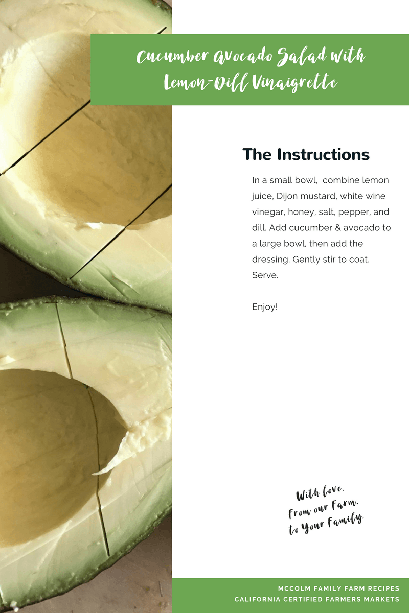 Cucumber-Dill Salad with Avocado and Lemon Vinaigrette