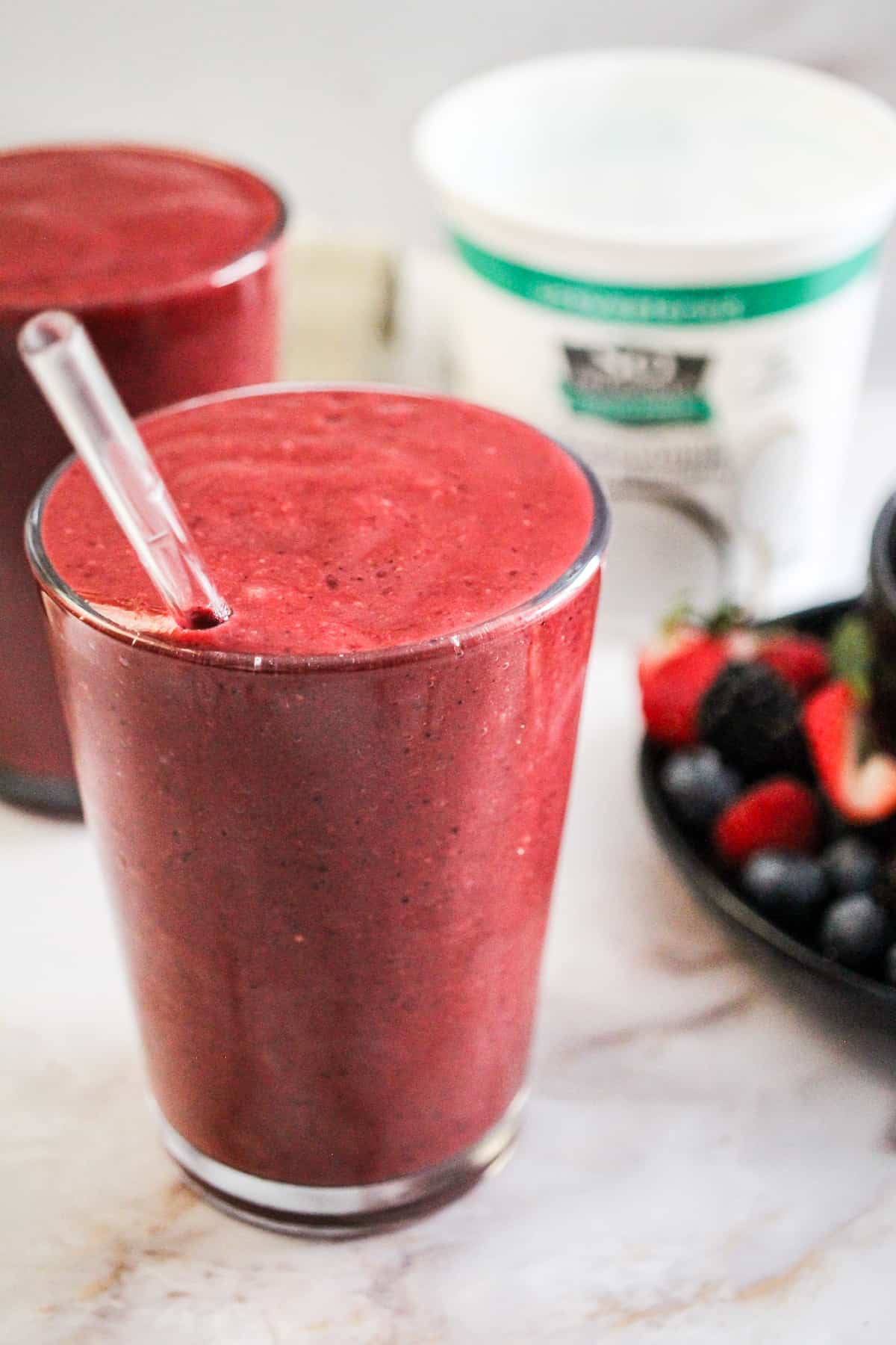 Coconut Water-Infused Berry Smoothie with Chia Seeds
