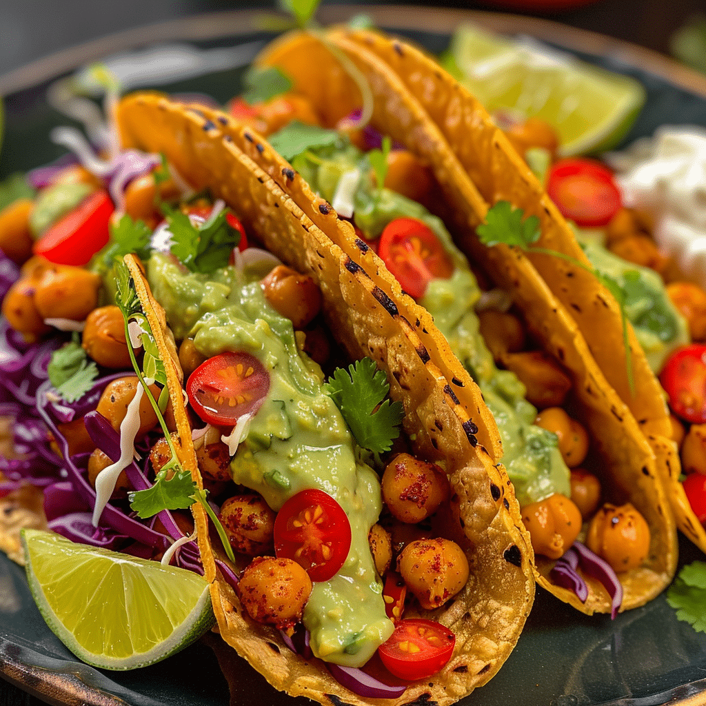Chickpea and Avocado Tacos with Lime Crema